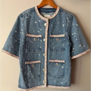 Chic Denim Jacket with Pink Accents